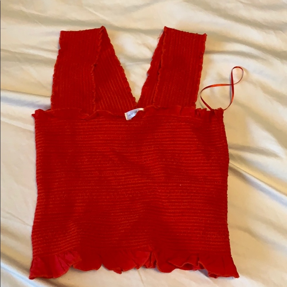 Red stretchy cropped top by W.A.P.G